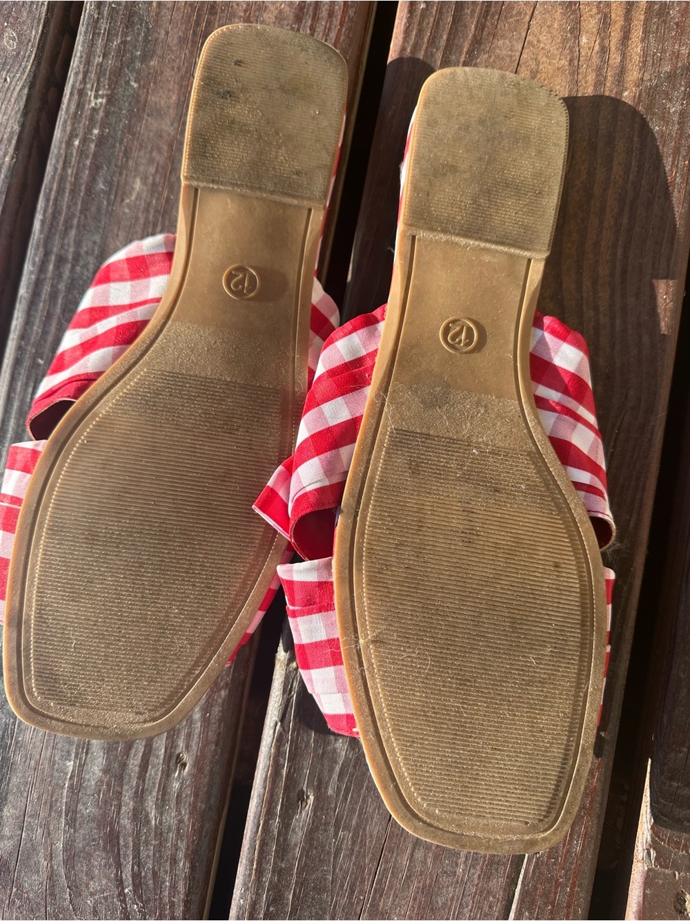 Red Gingham Bow Slide Sandals-A New Day size 12 women’s - Picture 3 of 5